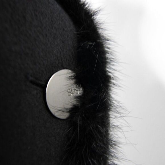 Vintage Gothic style Black Coat wool‎ blend with Mink  fur - Picture 11 of 16